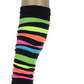 RAINBOW LEG WARMERS Party Costume Fine Stretch Ladies Girls Fancy Dress - Rainbow with Black Stripe