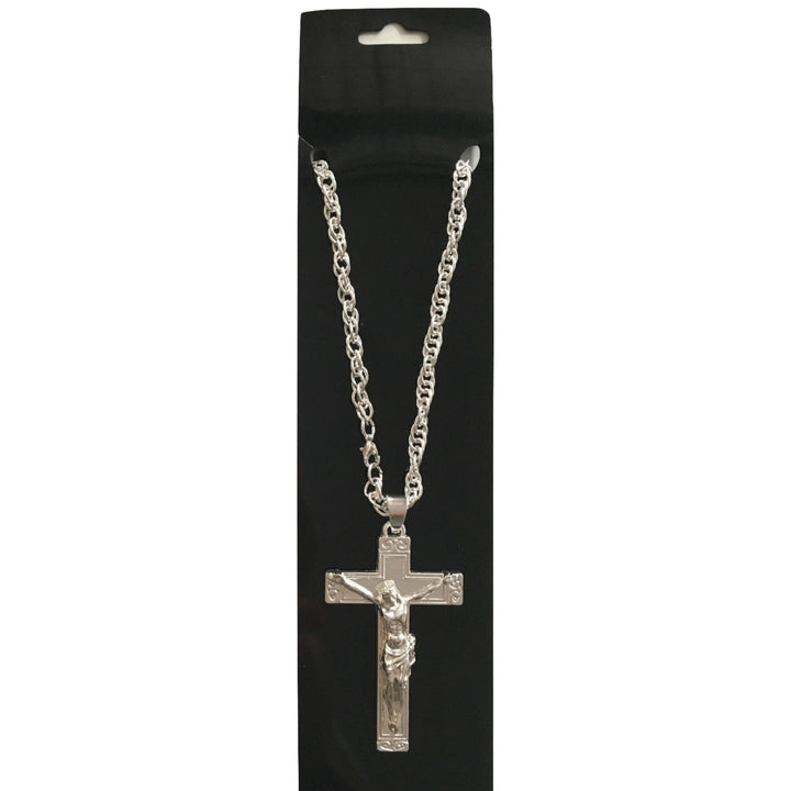 Jesus Christ Metal Necklace Chain Pendant Chain Jewellery Crucifix - Silver