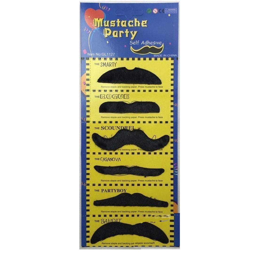 PARTY MOUSTACHE 70s Fake Mustache Costume Fancy Dress Props Halloween Adhesive