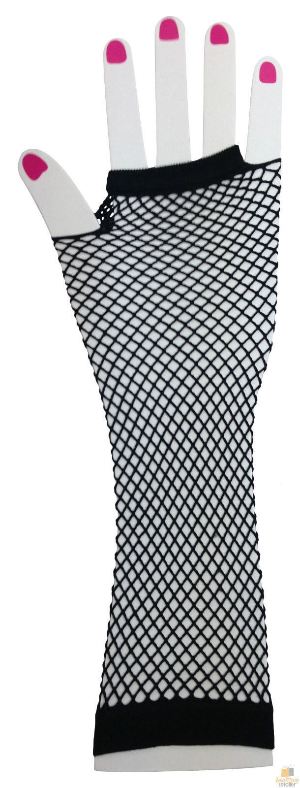 FISHNET GLOVES Fingerless Elbow Length 70s 80s Womens Costume Party Dance - Black - One Size