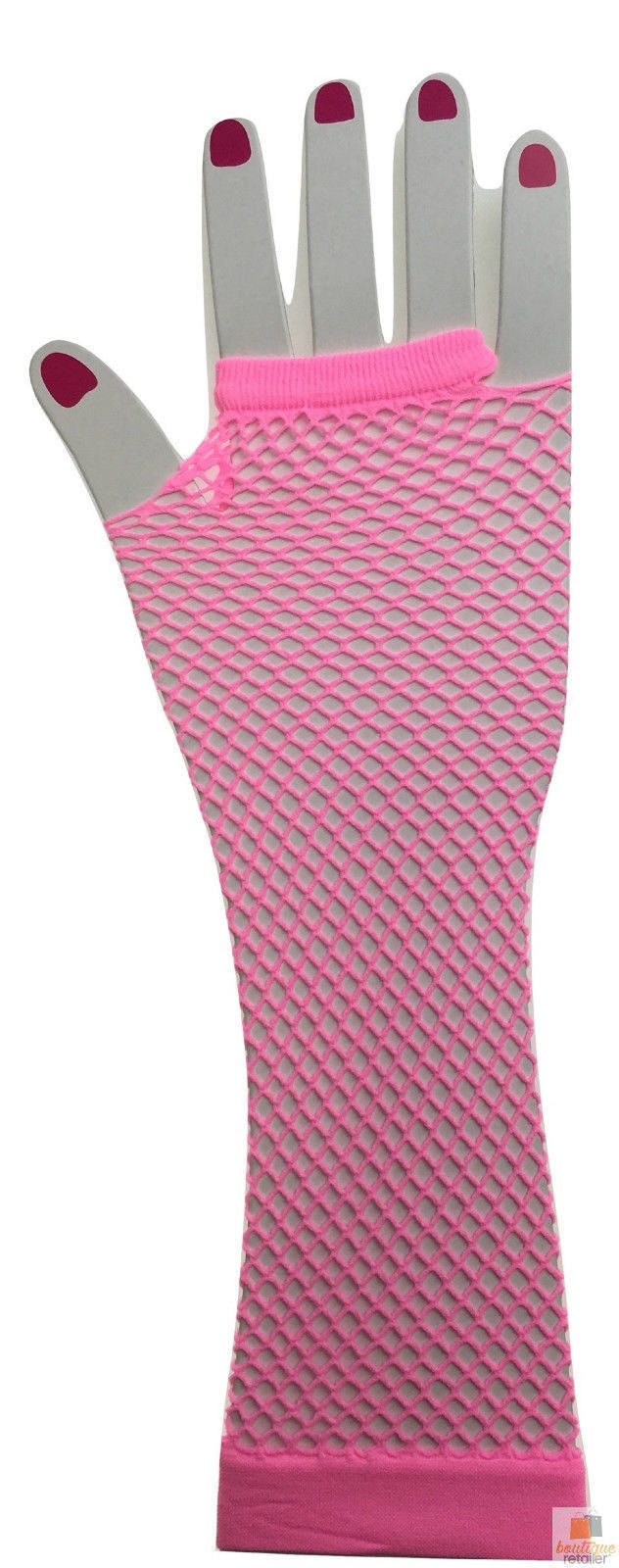 FISHNET GLOVES Fingerless Elbow Length 70s 80s Womens Costume Party Dance - Light Pink - One Size