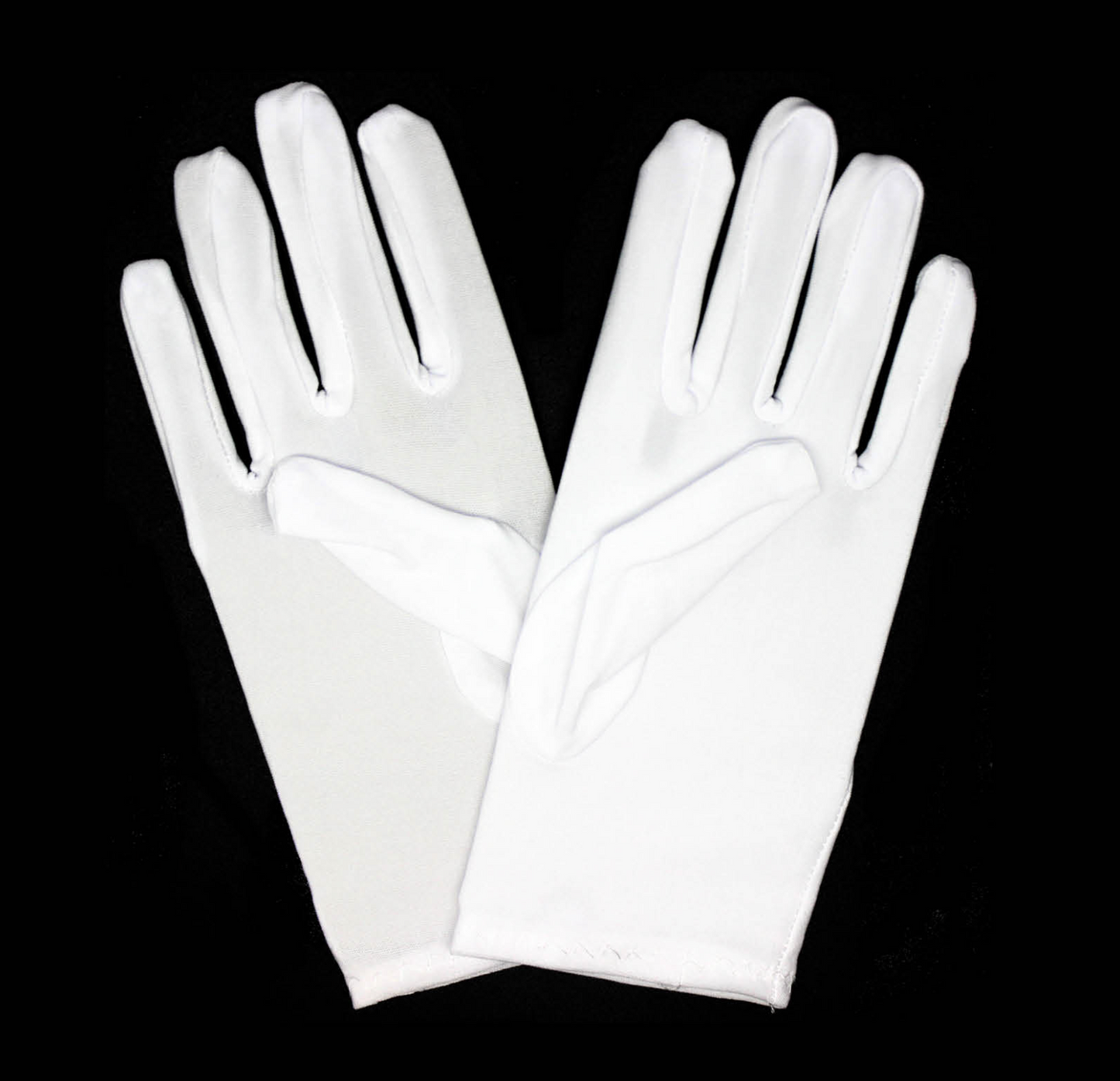 Ladies SHORT GLOVES Costume Party Wedding Bridal Fancy Dress Prom Stretchy - White - One Size