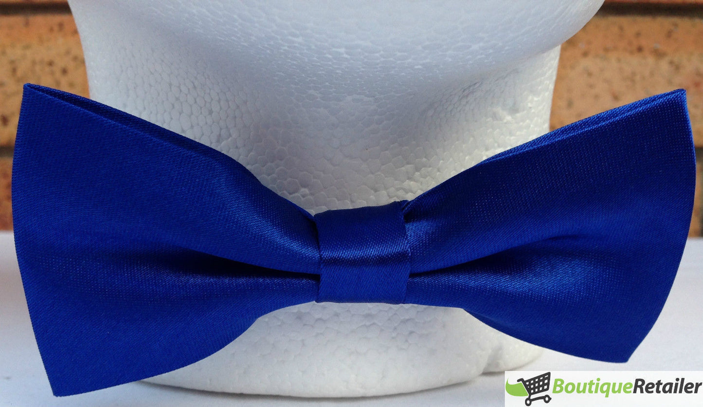 Mens BOW TIE Wedding Tuxedo Formal Bestman Necktie Classic Plain Party Pre-tied - Blue