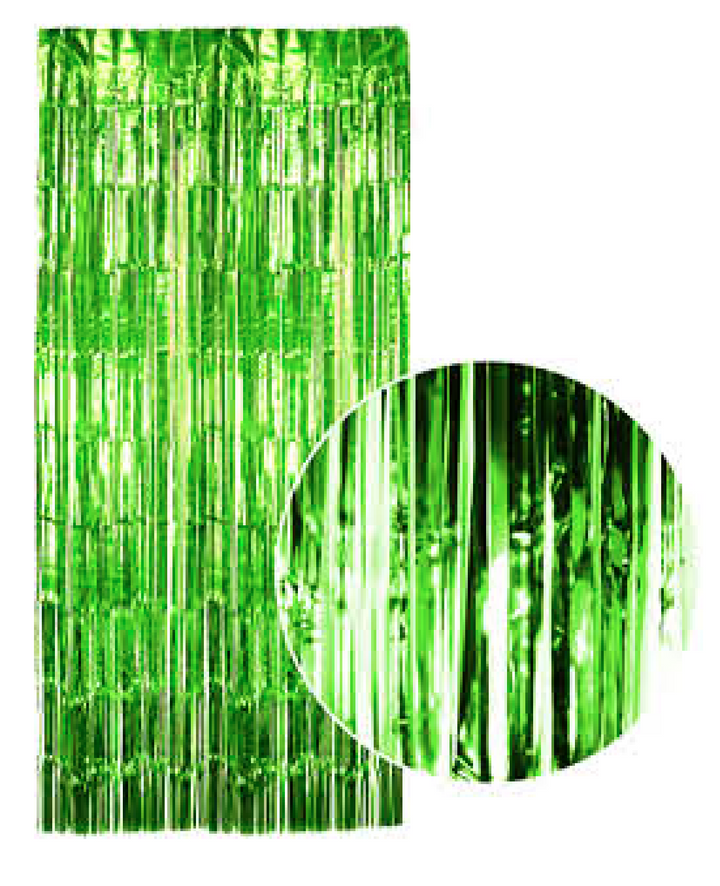 Tinsel Curtain Foil Metallic Fringe Backdrop Party Door Decorations - (200cm x 100cm) - Green