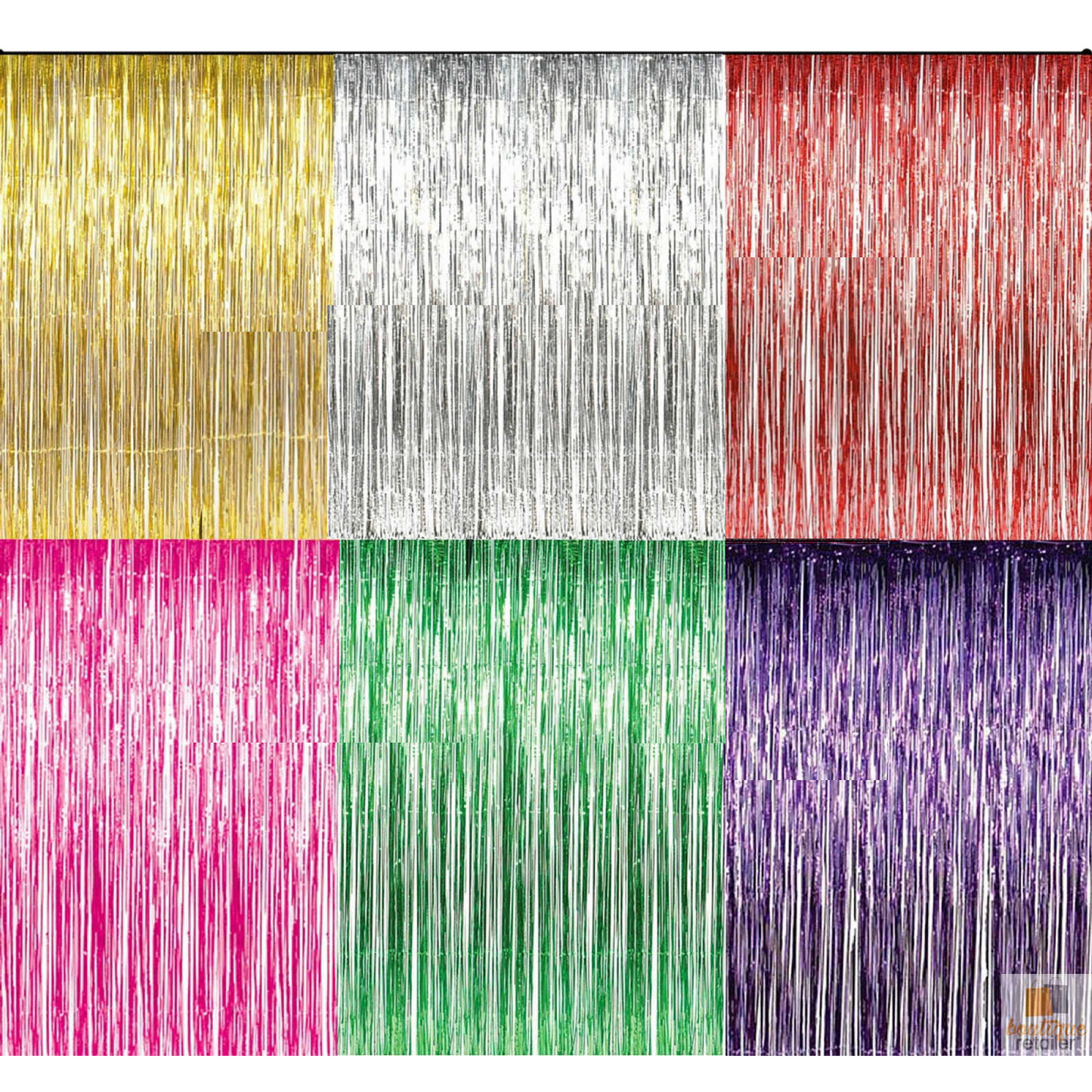 Tinsel Curtain Foil Metallic Fringe Backdrop Party Door Decorations (200cm x 100cm) - White