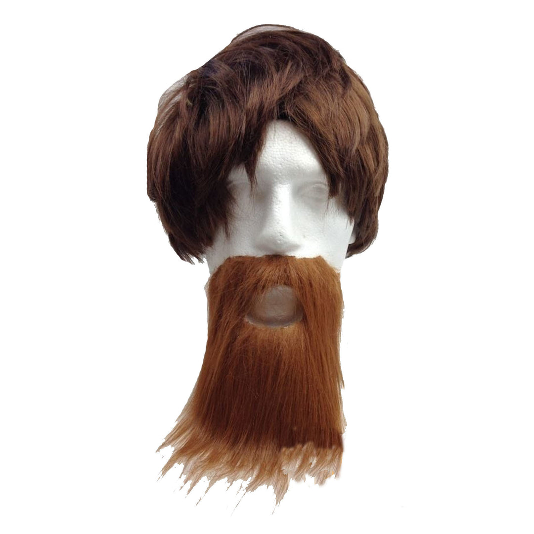 PARTY BEARD Moustache Costume Fancy Dress Mustache Halloween Fake Facial Hair - Brown