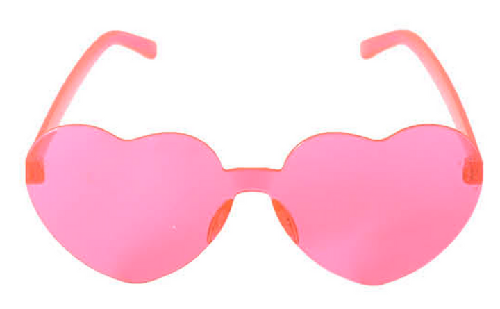 Heart Sun Glasses Metal Frame Costume - Pink