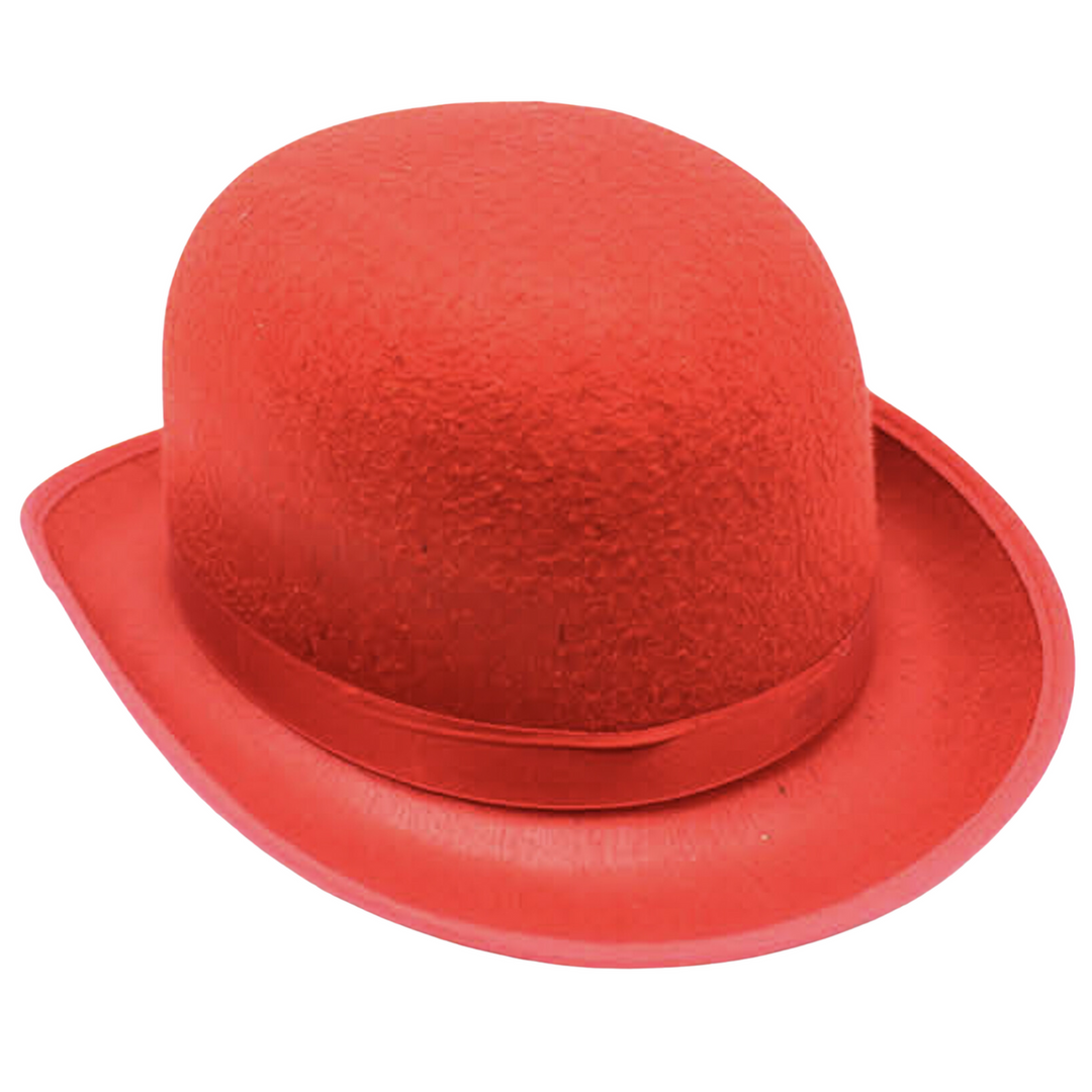 BOWLER HAT Party Costume Derby Fancy Dress Dance Halloween Vintage Cap - Red