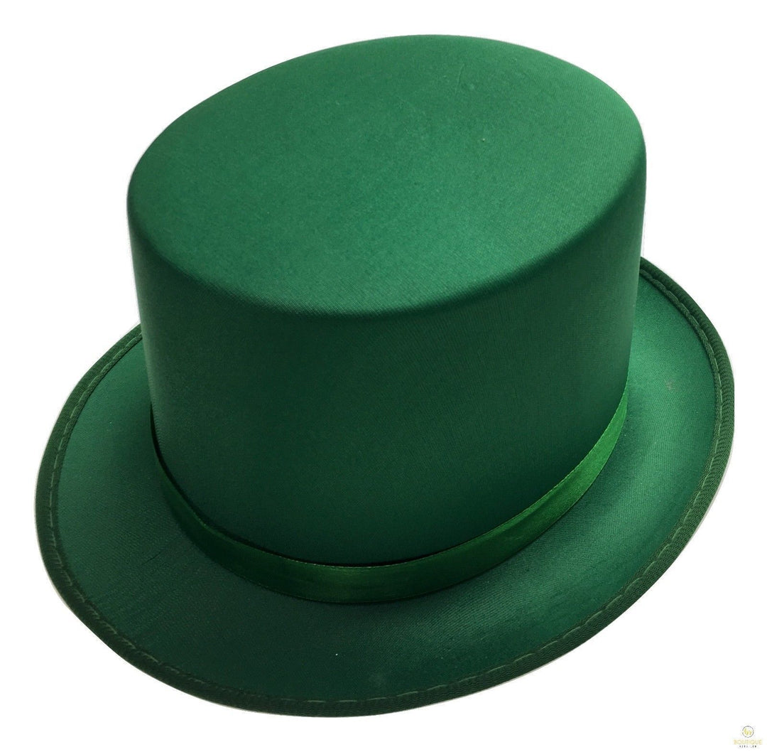 SATIN TOP HAT Costume Party Cap Fancy Dress Trilby Fedora One Size - Green