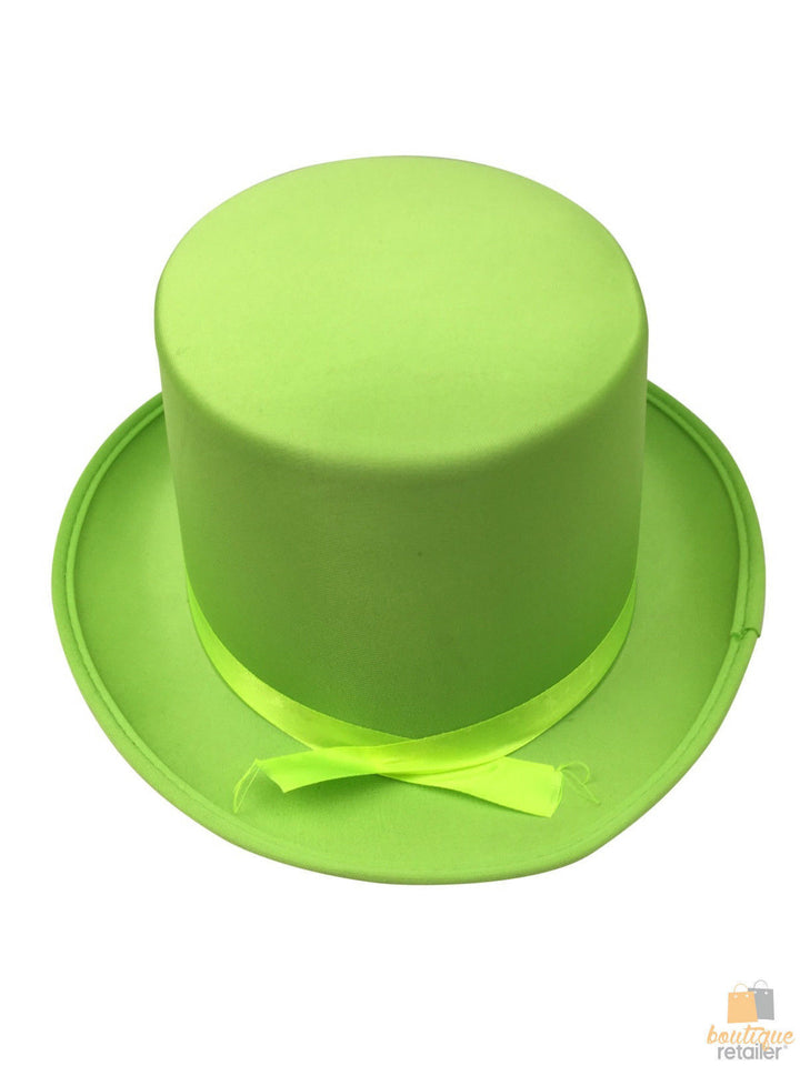 SATIN TOP HAT Costume Party Cap Fancy Dress Trilby Fedora One Size - Light Green