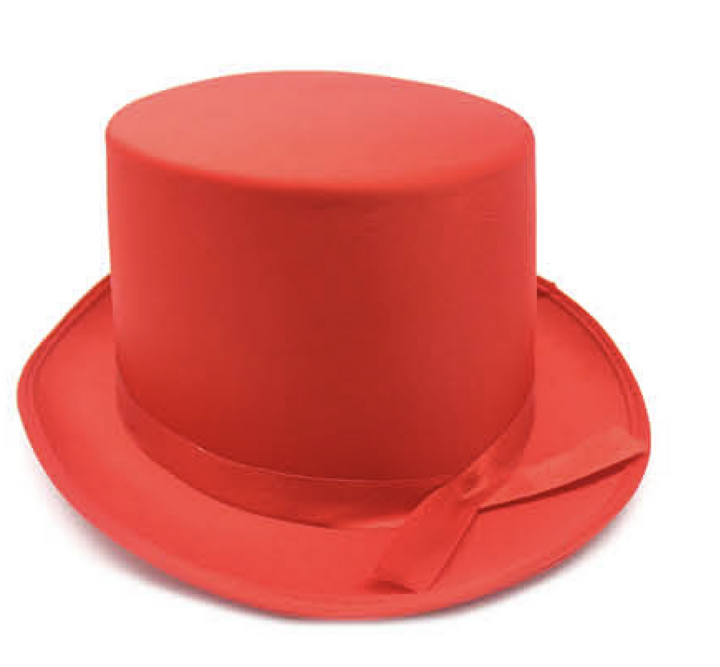 SATIN TOP HAT Costume Party Cap Fancy Dress Trilby Fedora One Size - Red