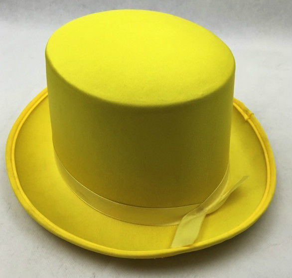 SATIN TOP HAT Costume Party Cap Fancy Dress Trilby Fedora One Size - Yellow