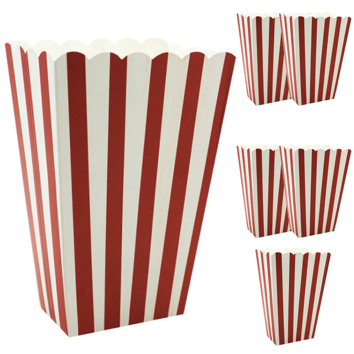 6x POPCORN BOXES Wedding Party Favour Lolly Box Retro Cinema Pop Corn - Red