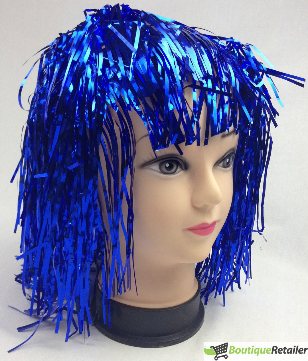 Tinsel Metallic Wig 70s 50s 20s Costume Mens Womens Unisex Disco Fancy Dress Up - Blue