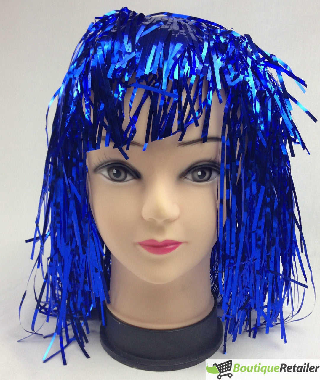 Tinsel Metallic Wig 70s 50s 20s Costume Mens Womens Unisex Disco Fancy Dress Up - Blue