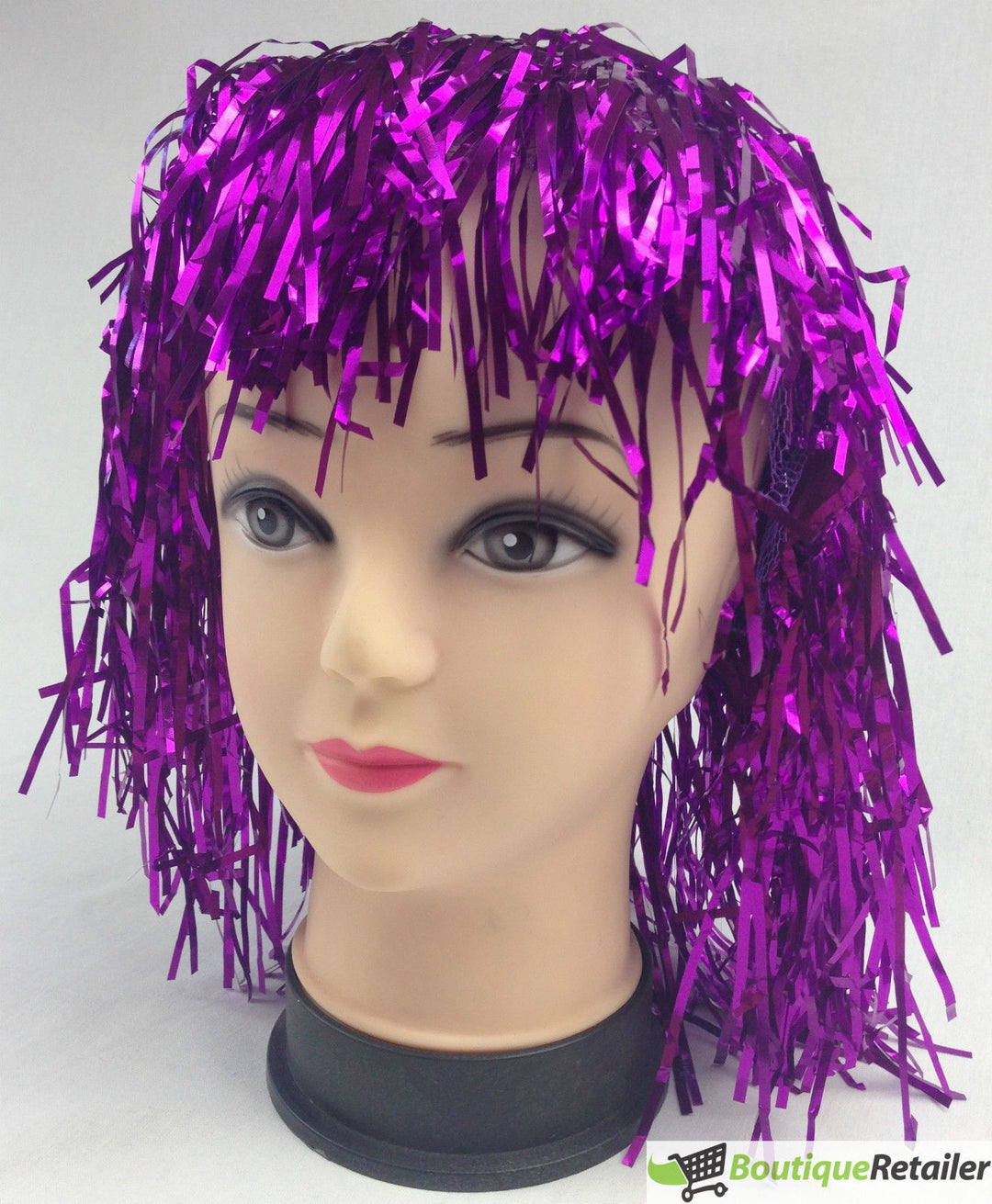 Tinsel Metallic Wig 70s 50s 20s Costume Mens Womens Unisex Disco Fancy Dress Up - Purple