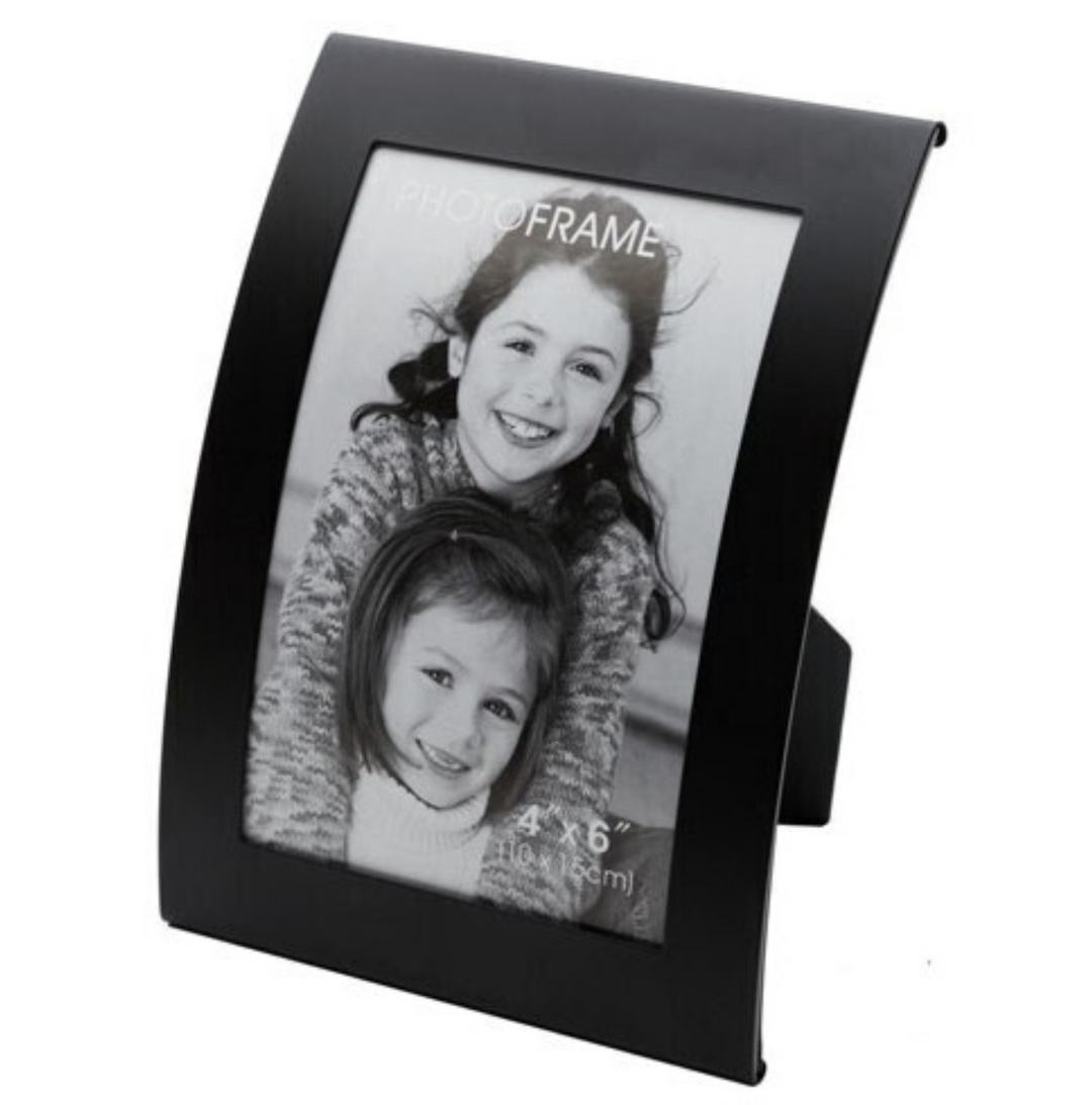 3x Curve Picture Photo Frame Curved Aluminium Portrait 10cm x 15cm (4"x6")  - Black