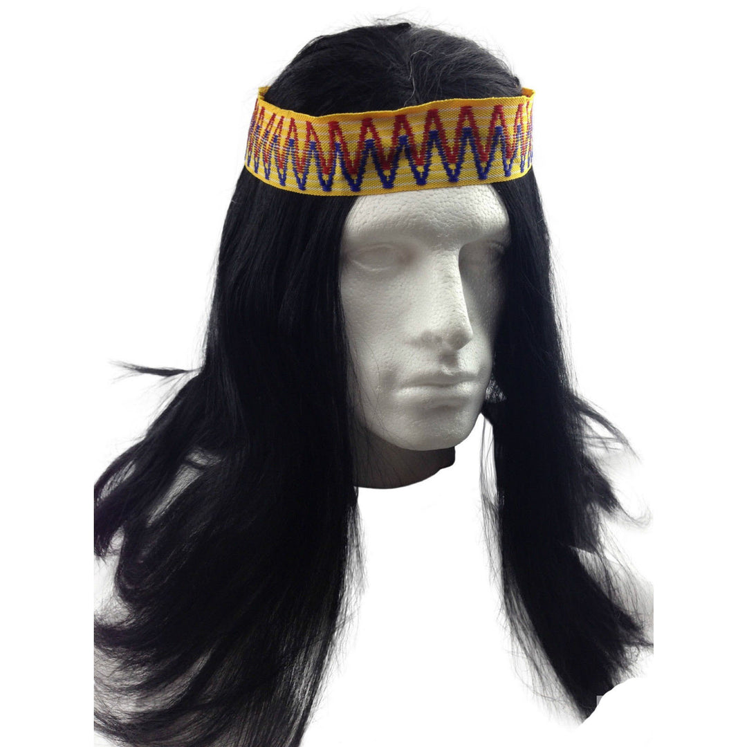 Mens INDIAN WIG Native American Fancy Dress Party Costume Hair Headdress