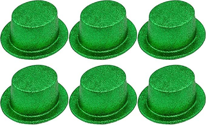 6x Glitter Top Hat Fancy Party Plastic Costume Tall Cap Fun Bulk - Green