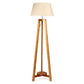 155cm Large Bamboo Wooden Tripod Floor Lamp w Beige Linen Light Shade