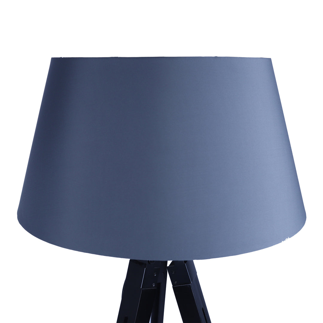 LARGE TRIPOD FLOOR LAMP Linen Shade Modern Light Retro Wooden - Matte Black