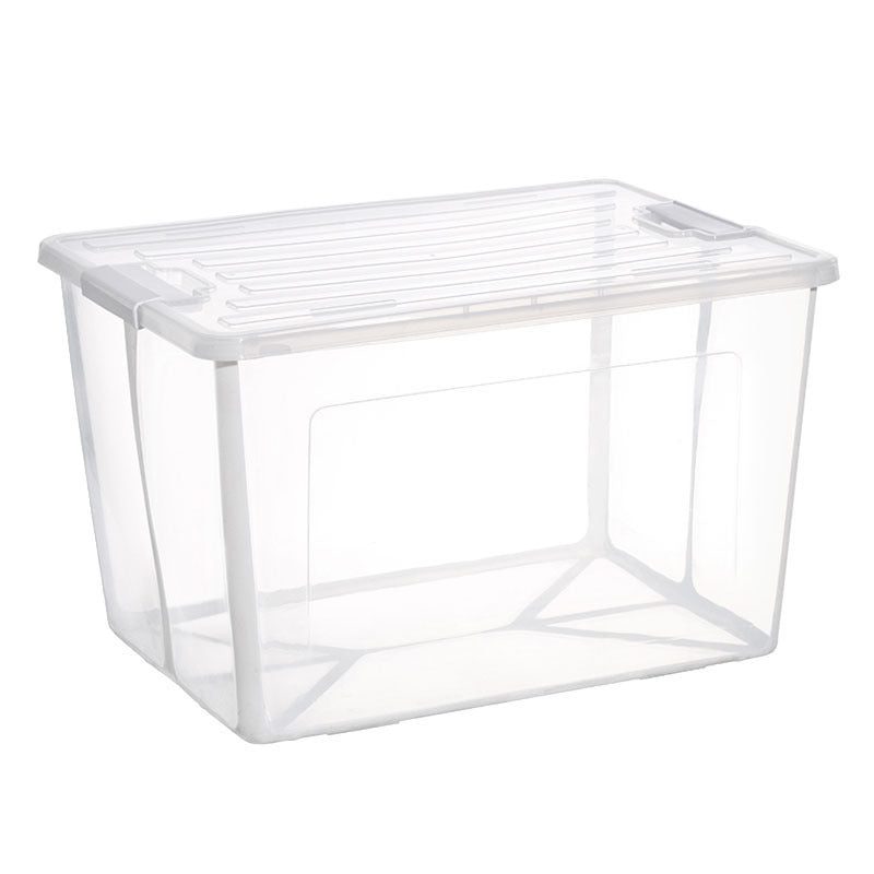 82 Litre Modular Clear Foldable Storage Box with Lid Plastic Tub Collapsible