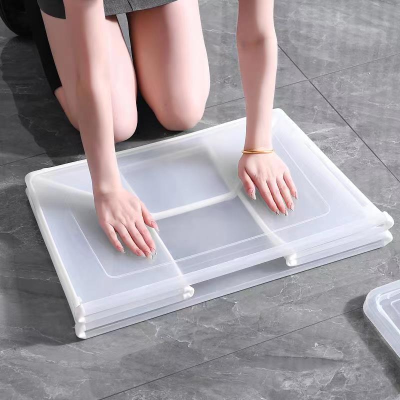 82 Litre Modular Clear Foldable Storage Box with Lid Plastic Tub Collapsible