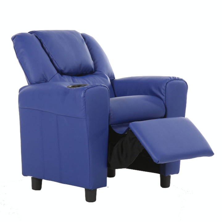 Set of 2 Oliver Kids Recliner Chair Sofa Children Lounge Couch PU Armchair Blue