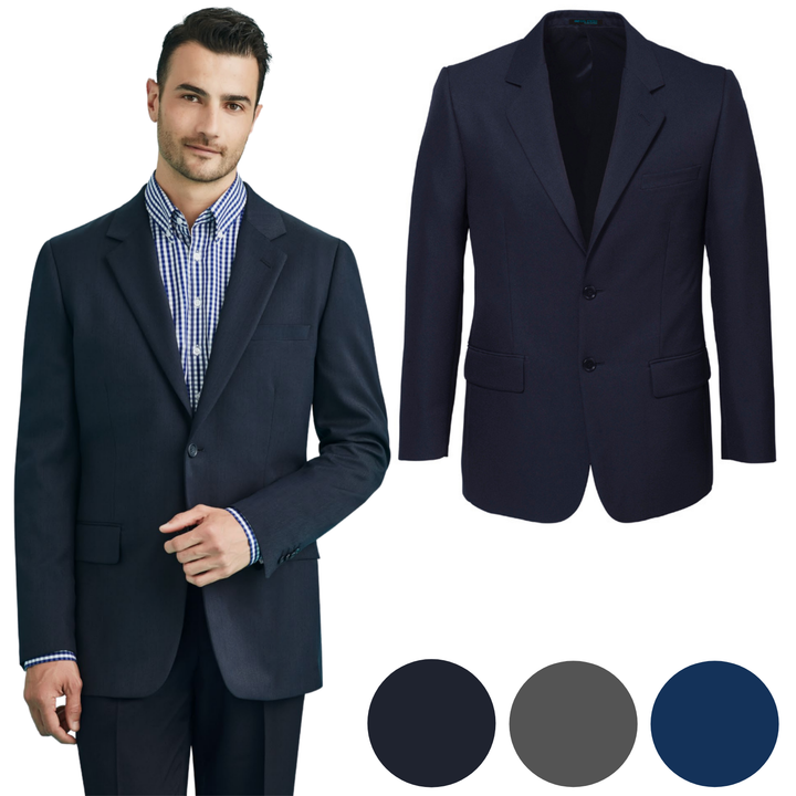 Mens 2 Button Classic Plain Suit Jacket Bamboo Blend Business Wedding  - Navy - 102