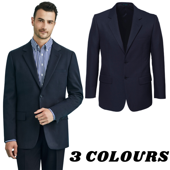 Mens 2 Button Classic Plain Suit Jacket Bamboo Blend Business Wedding  - Navy - 102