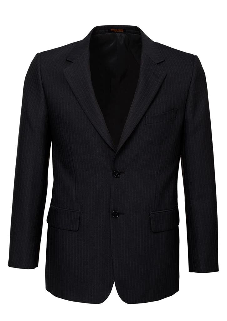 Mens Single Breasted 2 Button Suit Jacket Work Business - Pin Striped - Black - 112