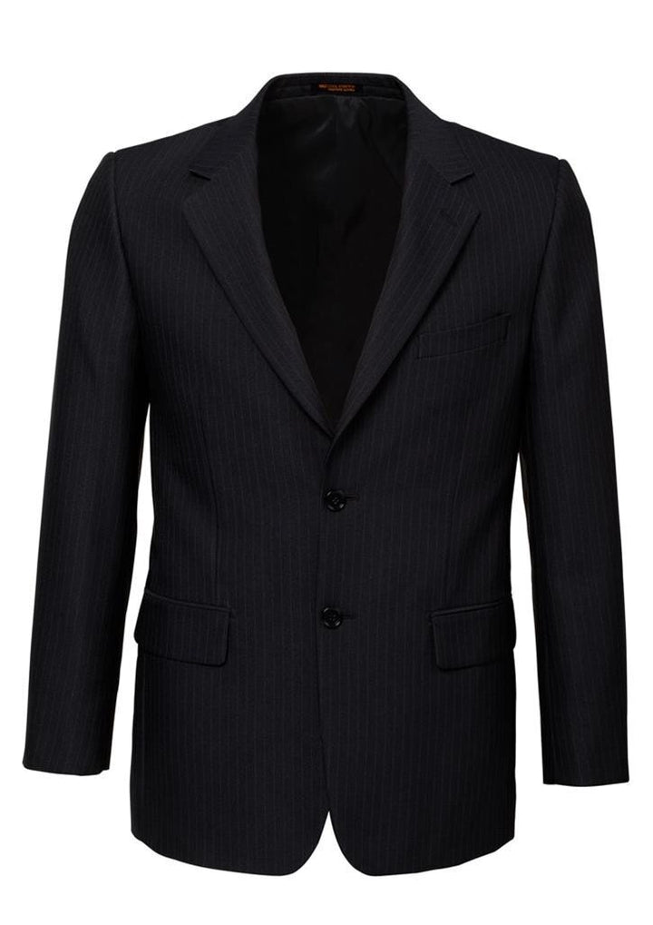 Mens Single Breasted 2 Button Suit Jacket Work Business - Pin Striped - Black - 127