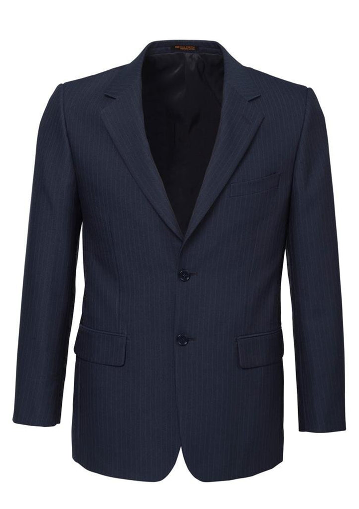 Mens Single Breasted 2 Button Suit Jacket Work Business - Pin Striped - Navy - 127