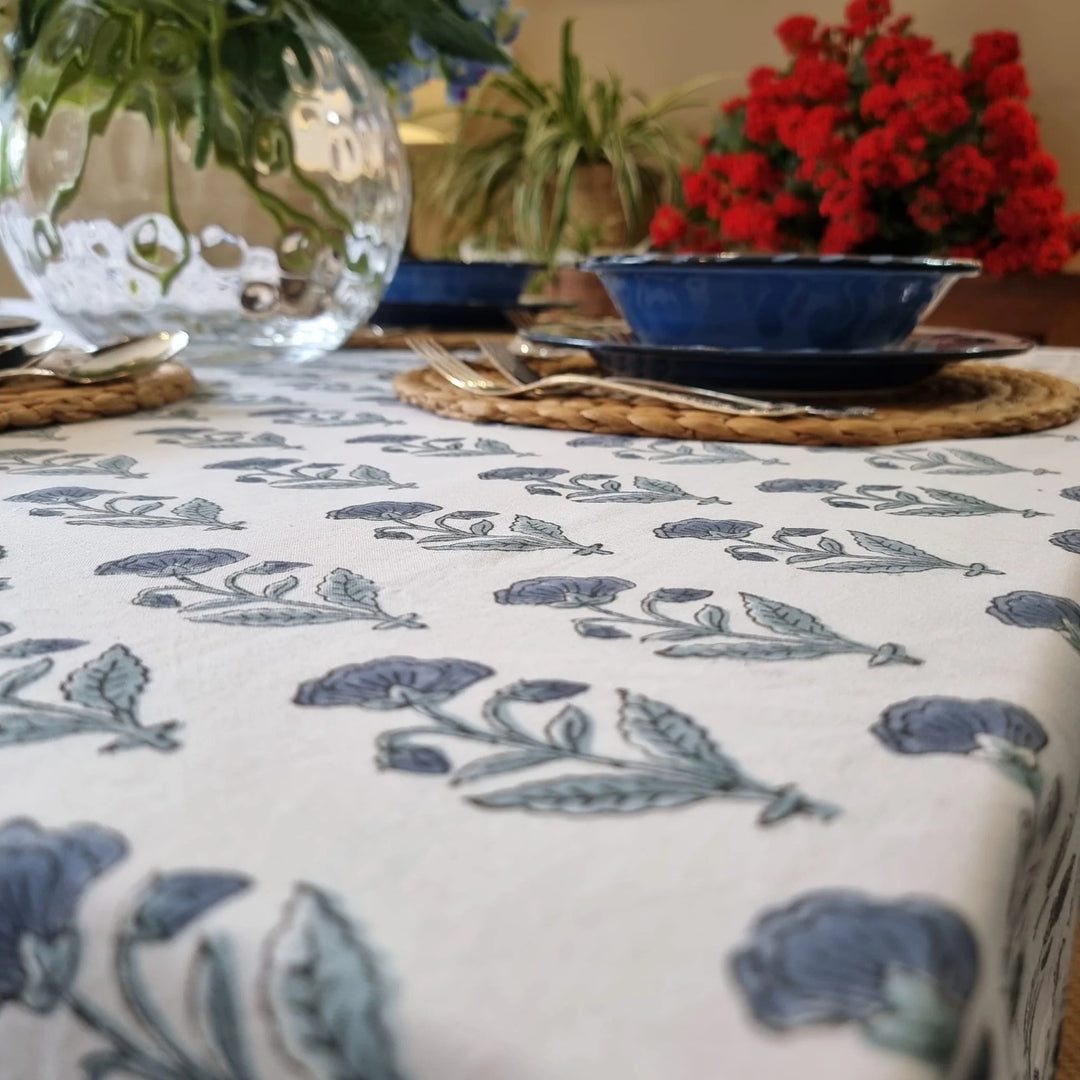 Kolka Rectangle Square Tablecloth Table Cover Flower Pattern Dining Table Cloth - Grey