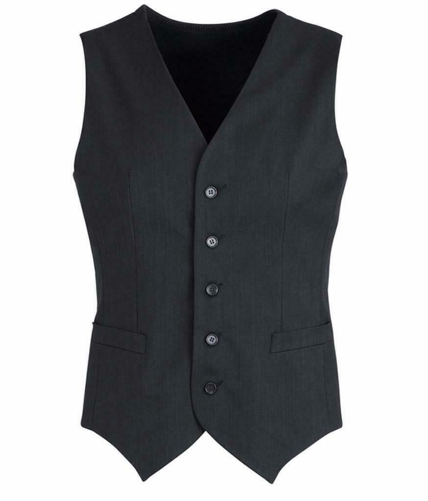 Mens Peaked Vest Waistcoat w/ Knitted Back Suit Formal Wedding Dress Up - Charcoal - 107