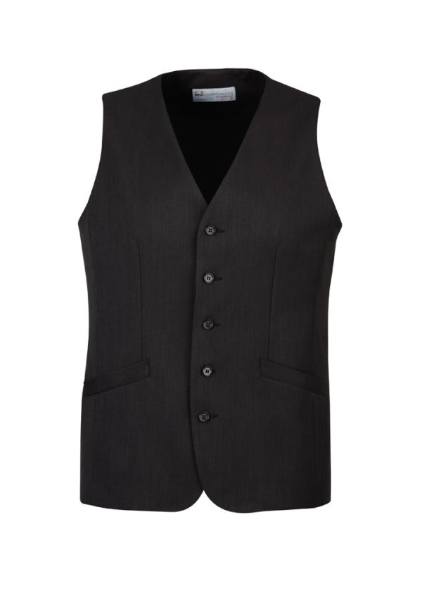 Mens Bamboo Blend Longline Vest Waistcoat w/ Stretch Business Forrnal Dress - Charcoal - 117