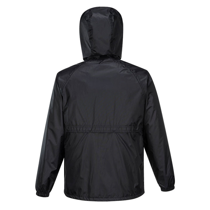 HUSKI STRATUS RAIN JACKET Waterproof Workwear Concealed Hood Windproof Packable - Black - L