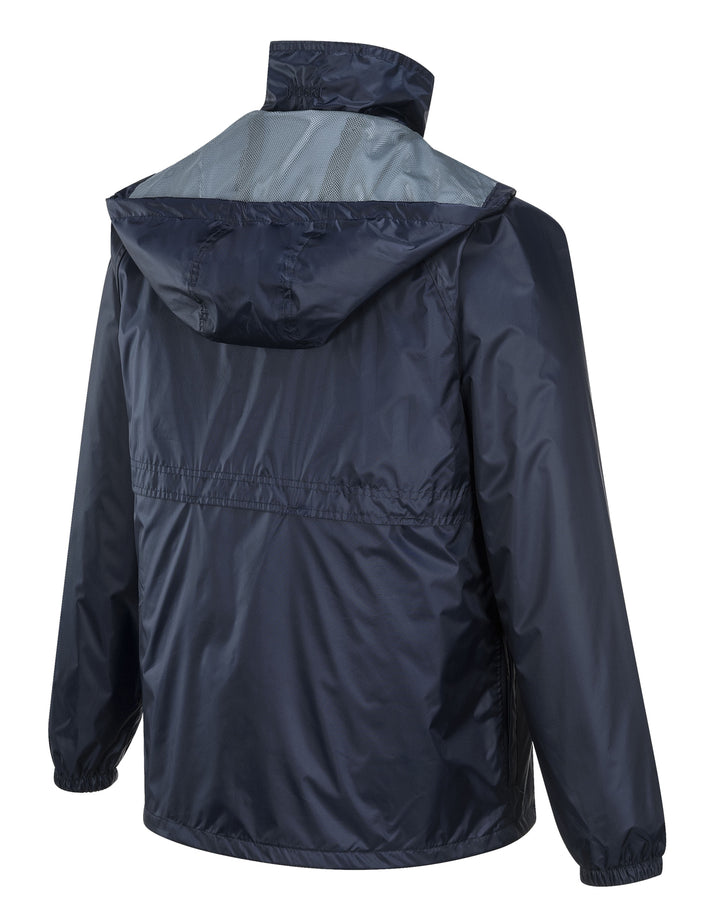 HUSKI STRATUS RAIN JACKET Waterproof Workwear Concealed Hood Windproof Packable - Navy Blue - 5XL