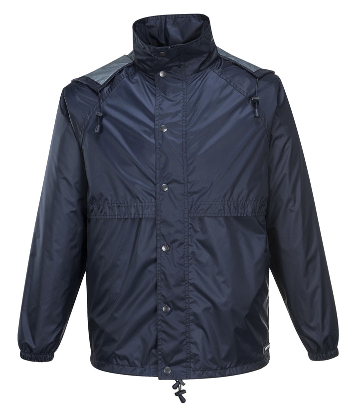 HUSKI STRATUS RAIN JACKET Waterproof Workwear Concealed Hood Windproof Packable - Navy Blue - 5XL