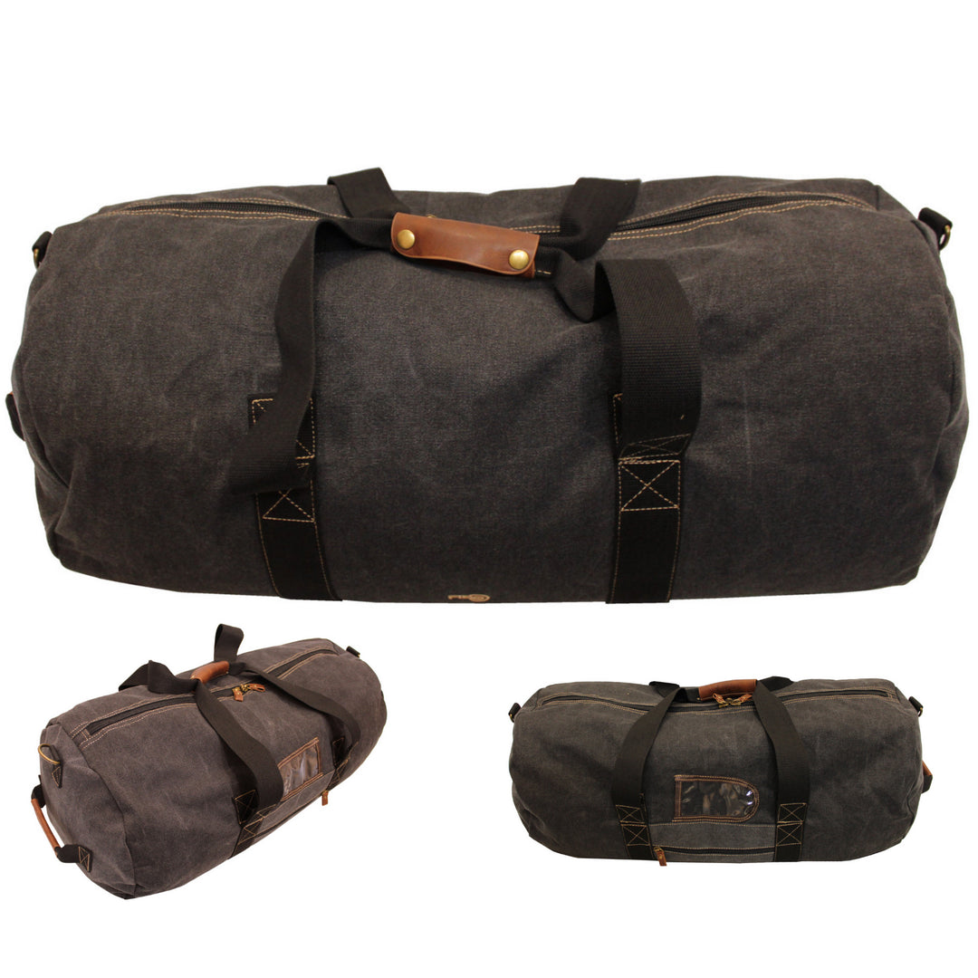 FIB 70cm Canvas Duffle Bag Travel Heavy Duty Large - Black