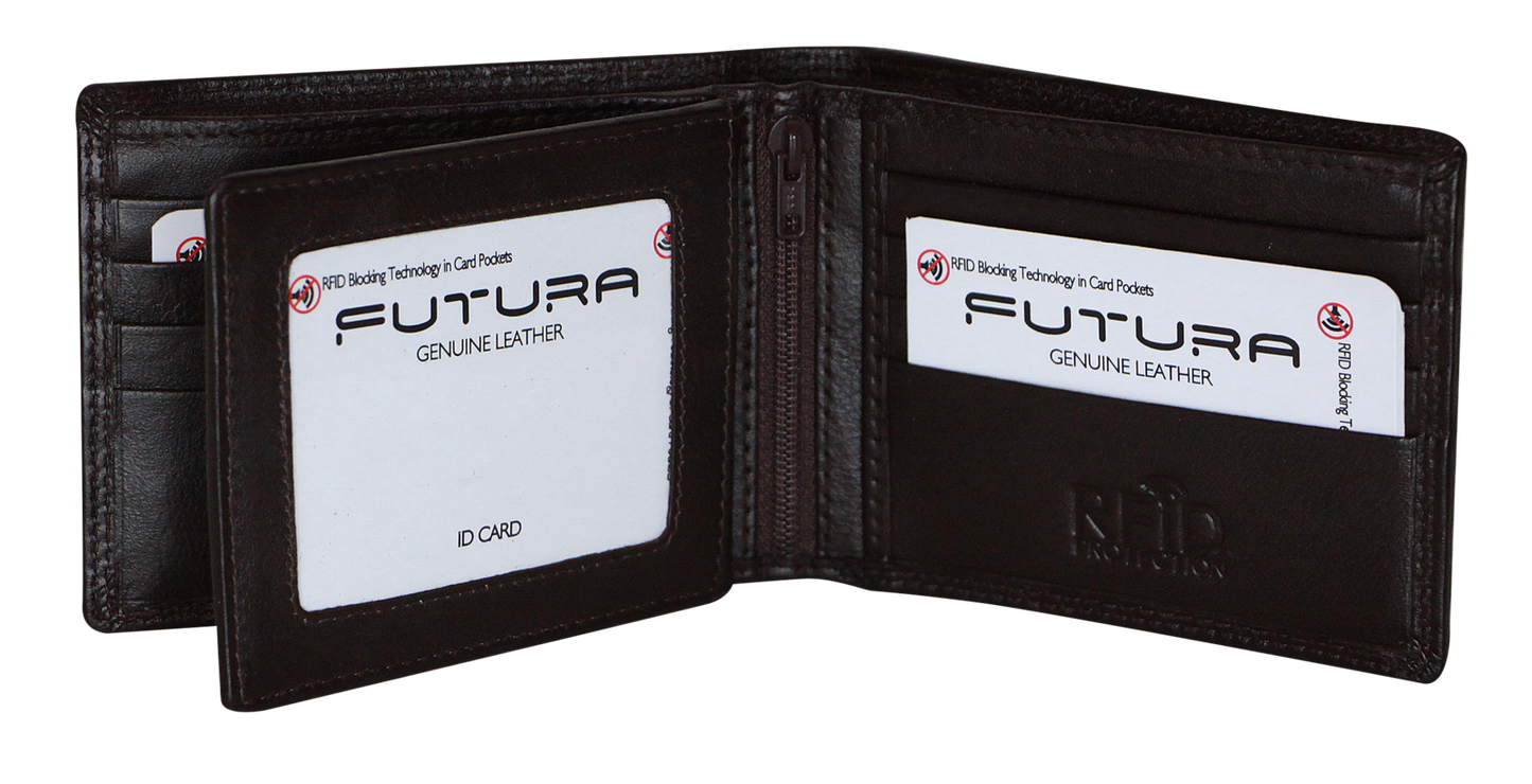 Futura Mens Harrison RFID Genuine Leather Wallet - Brown