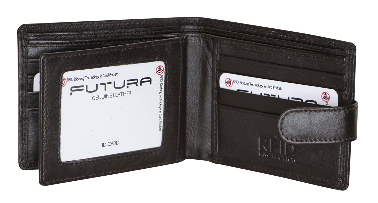 Futura Mens RFID Leather Fold Over Wallet - Brown