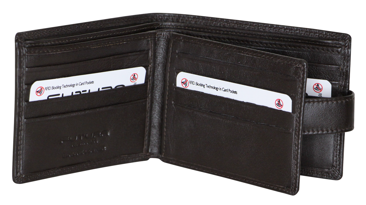 Futura Mens RFID Leather Fold Over Wallet - Brown