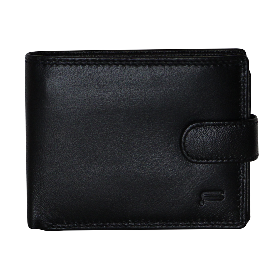 Futura Mens RFID Leather Coin Fold Over Wallet - Black