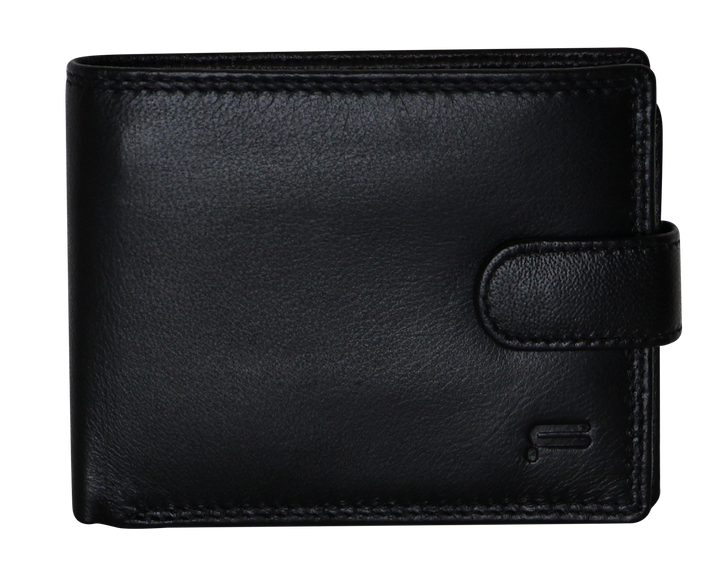 Futura Mens RFID Leather Coin Fold Over Wallet - Black