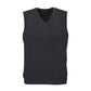 Mens Wool Blend V Neck Vest Sleeveless Double Knit  - Charcoal - 2X-Large