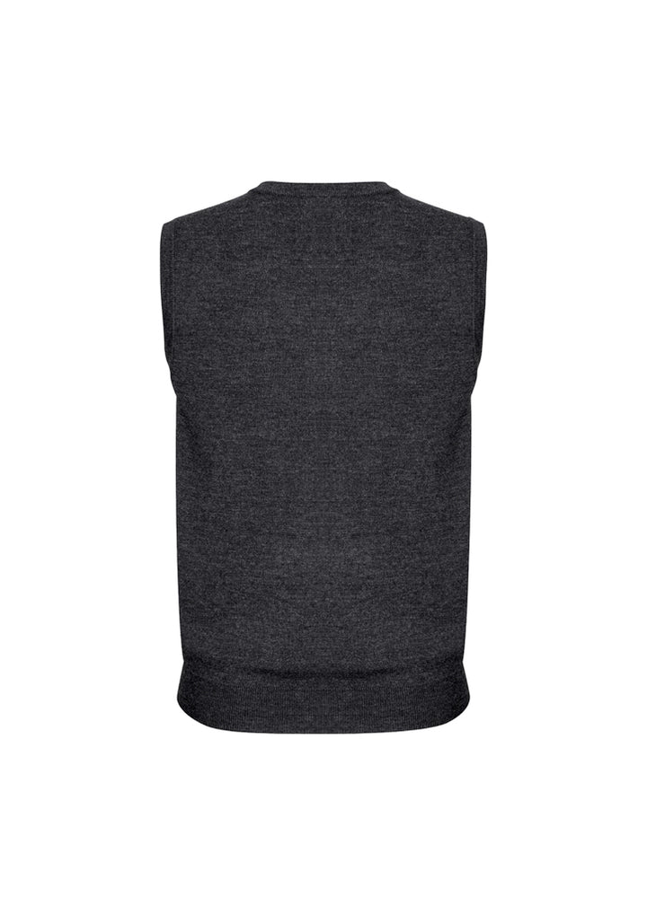 Mens Wool Blend V Neck Vest Sleeveless Double Knit  - Charcoal - 2X-Large