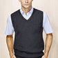 Mens Wool Blend V Neck Vest Sleeveless Double Knit  - Charcoal - 2X-Large