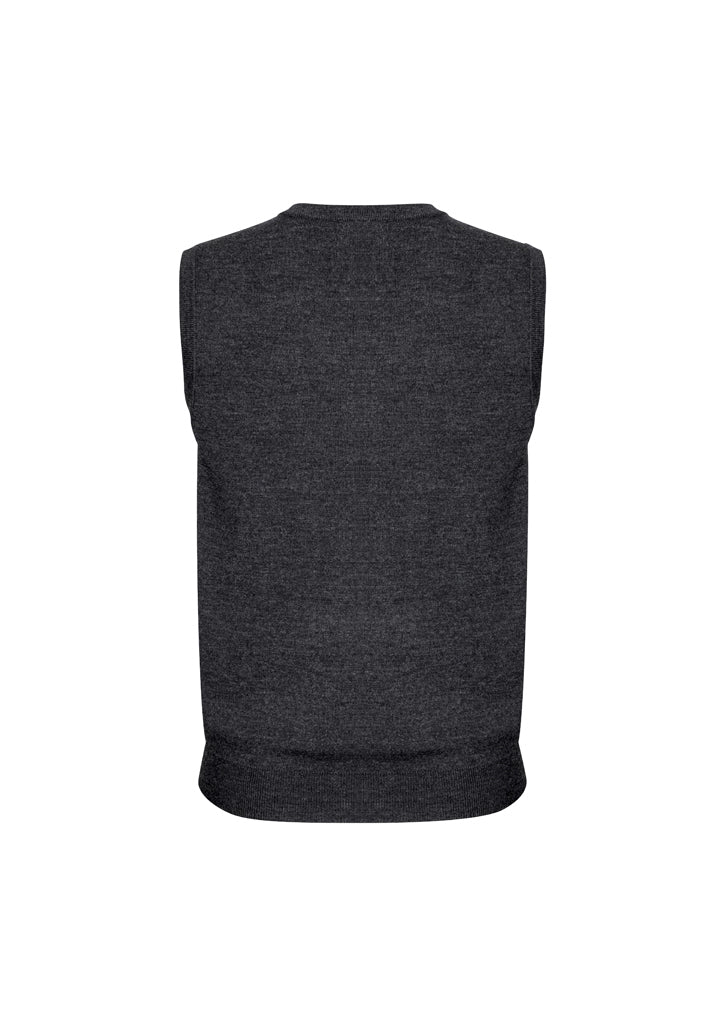 Mens Wool Blend V Neck Vest Sleeveless Double Knit  - Charcoal - 3X-Large