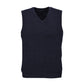 Mens Wool Blend V Neck Vest Sleeveless Double Knit  - Navy - 2X-Large